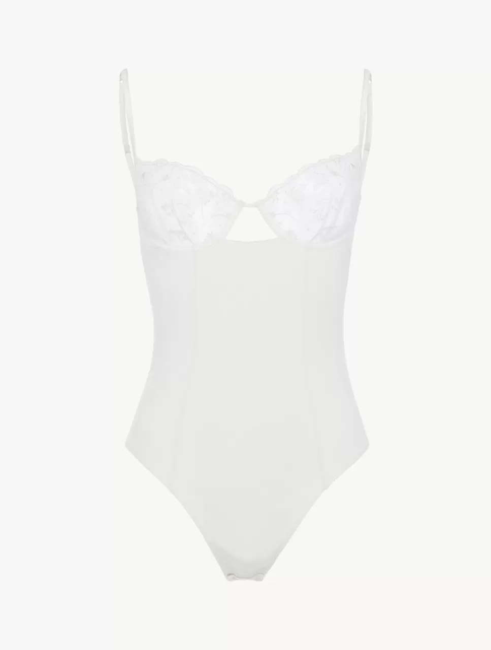 Online Body Bianco Ottico Con Tulle Ricamato Body e Corsetti