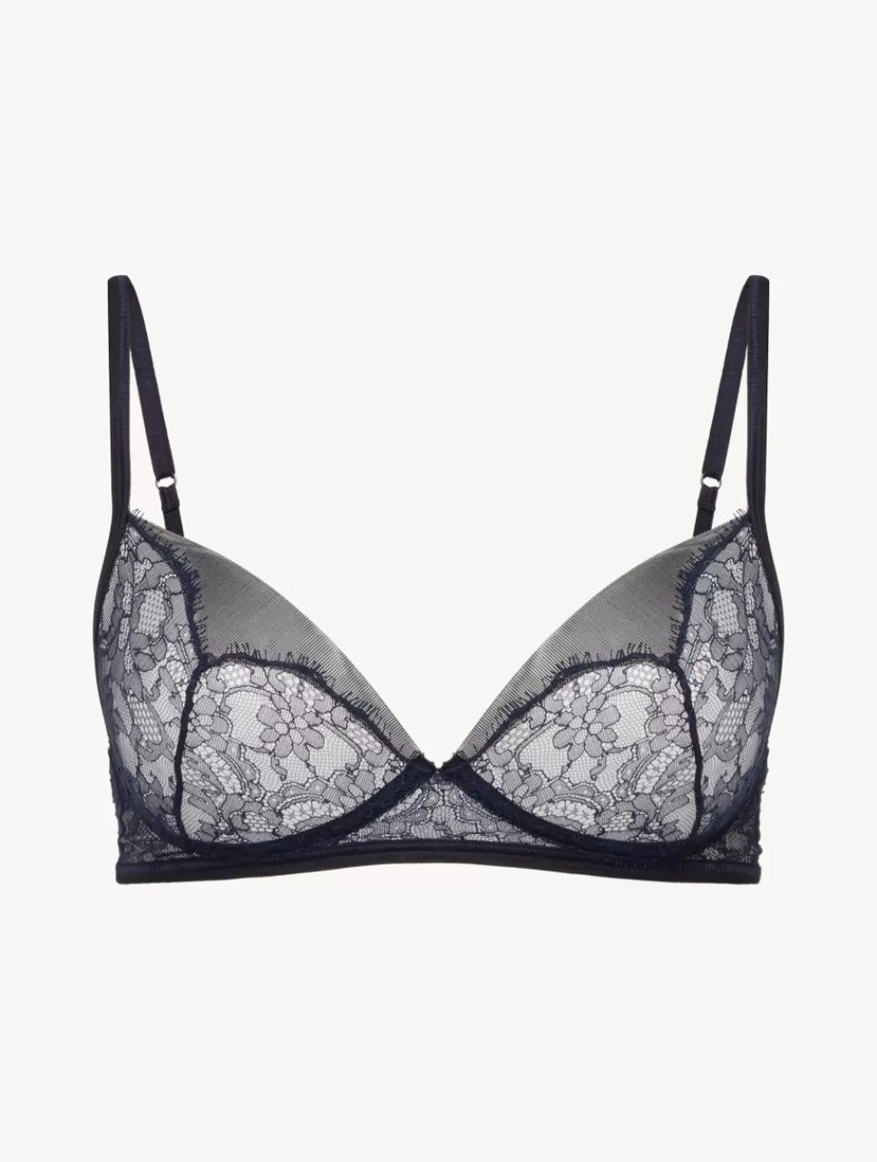 Best Bralette In Blu Acciaio E Nero Con Pizzo Leavers Bralette | Senza ferretto