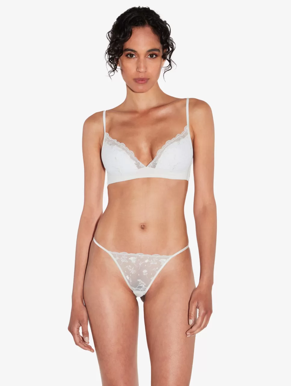 Flash Sale Brassière Bianco Ottico Con Tulle Ricamato A fascia | Bralette