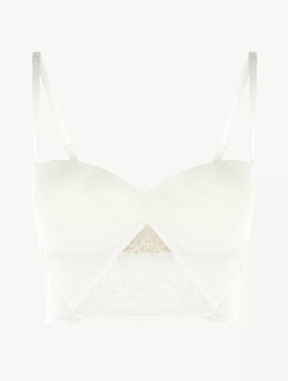 Store Brassière Senza Spalline In Lycra® Bianca Con Pizzo Chantilly Bralette | Con ferretto