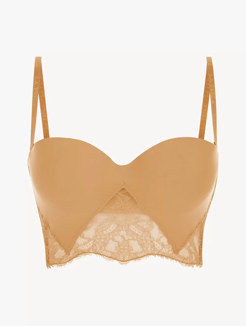 Sale Brassière Senza Spalline In Lycra® Nude Con Pizzo Chantilly Bralette | Imbottiti