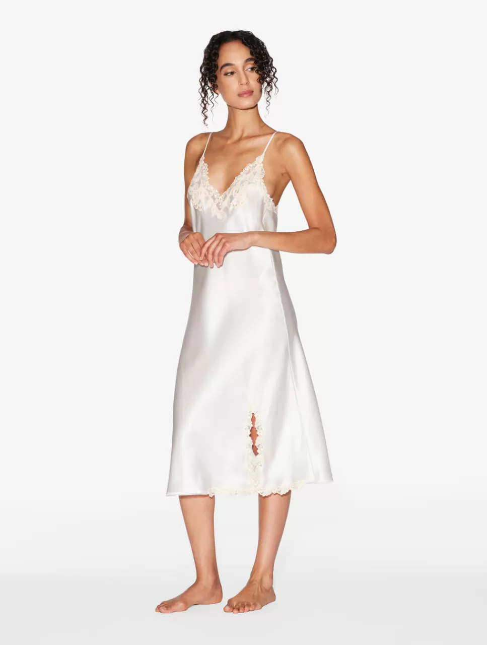 Clearance Camicia Da Notte Corta In Raso Di Seta Con Ricamo A Frastaglio Slipdress & Sottovesti | Capi in seta