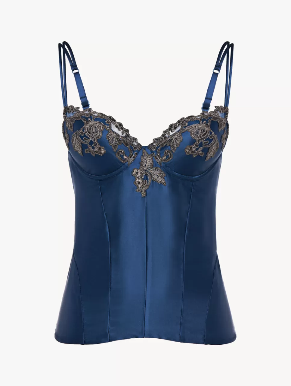 Best Corpetto Blu In Raso Di Seta Body e Corsetti