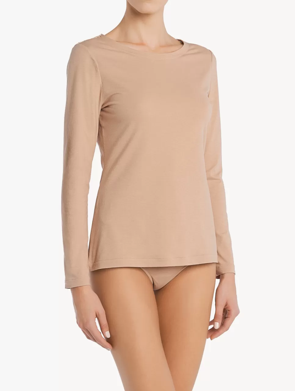 Clearance Maglia A Manica Lunga In Cotone Nude Loungewear | Canotte & Top