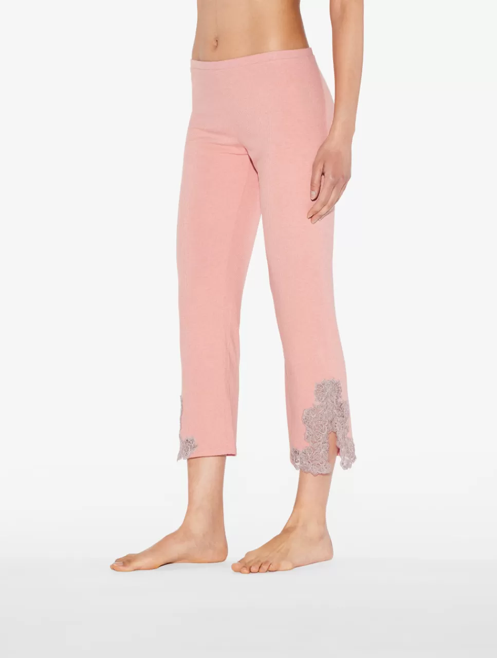 Hot Pantalone A Costine Misto Cashmere Colore Blush Clay Con Ricami A Frastaglio Loungewear | Short & Pantaloni
