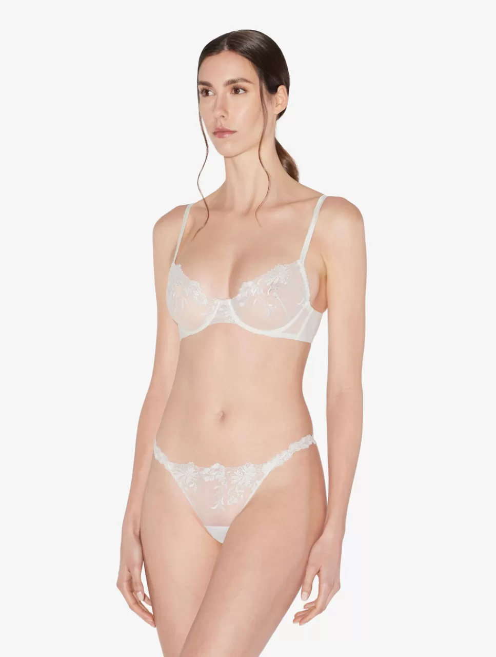 Online Perizoma In Lycra® Off-white Con Tulle Ricamato Perizomi & tanga