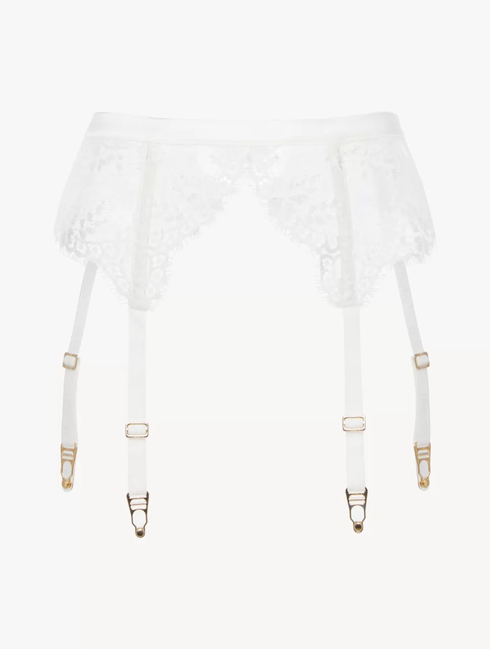 Hot Reggicalze In Pizzo Leavers Off-white Reggicalze