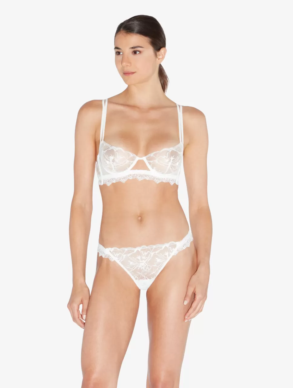 Store Reggiseno A Balconcino Bianco In Pizzo Leavers Balconcino