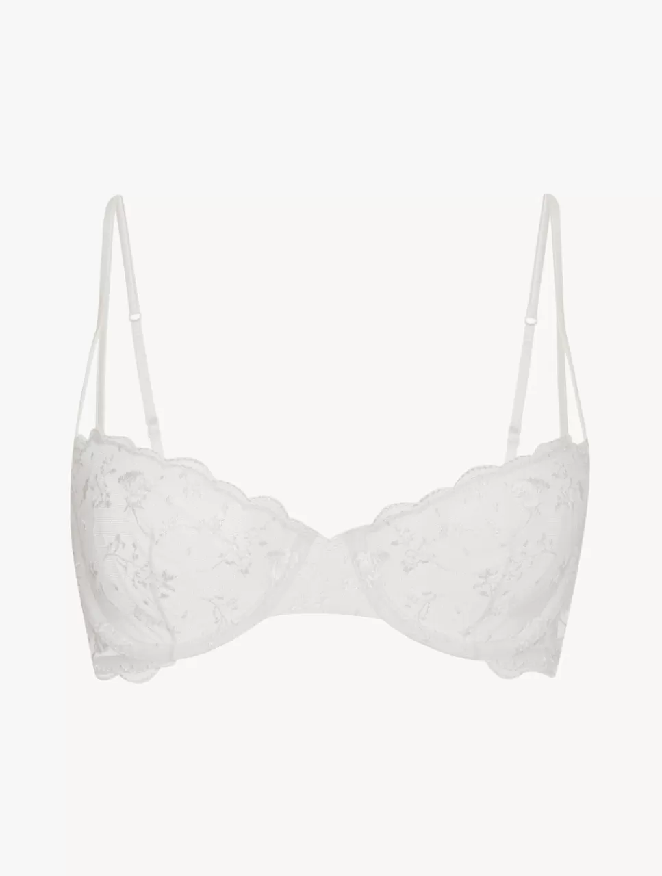 New Reggiseno A Balconcino Bianco Ottico Con Tulle Ricamato Balconcino | Con ferretto