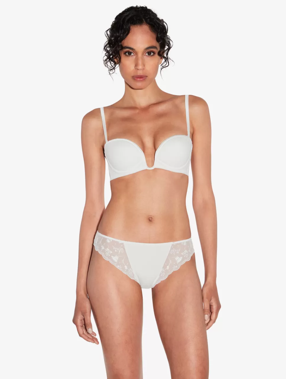 Cheap Reggiseno A Fascia Bianco Ottico Con Tulle Ricamato A fascia | Con ferretto