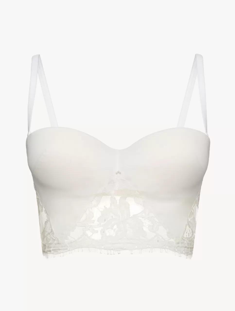 Fashion Reggiseno A Fascia Off-white Con Pizzo Leavers Di Cotone A fascia | Con ferretto