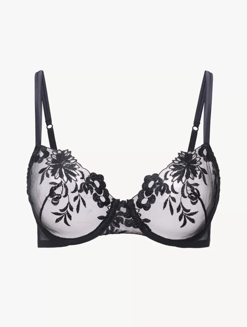 Flash Sale Reggiseno Con Ferretto In Lycra® Nera E Tulle Ricamato Con ferretto