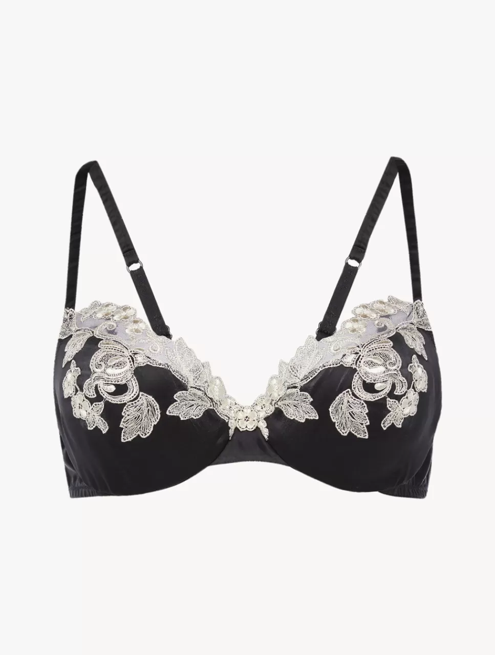 Cheap Reggiseno Con Ferretto In Seta Nera Con Ricamo A Frastaglio Con ferretto