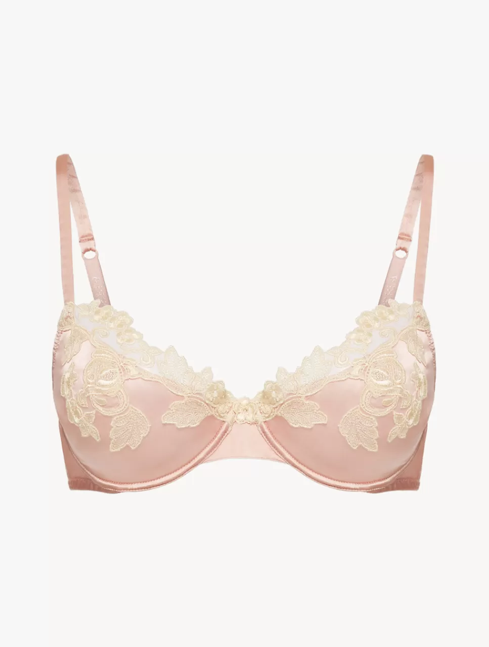 Clearance Reggiseno Con Ferretto In Seta Cipria Con Ricamo A Frastaglio Avorio Con ferretto