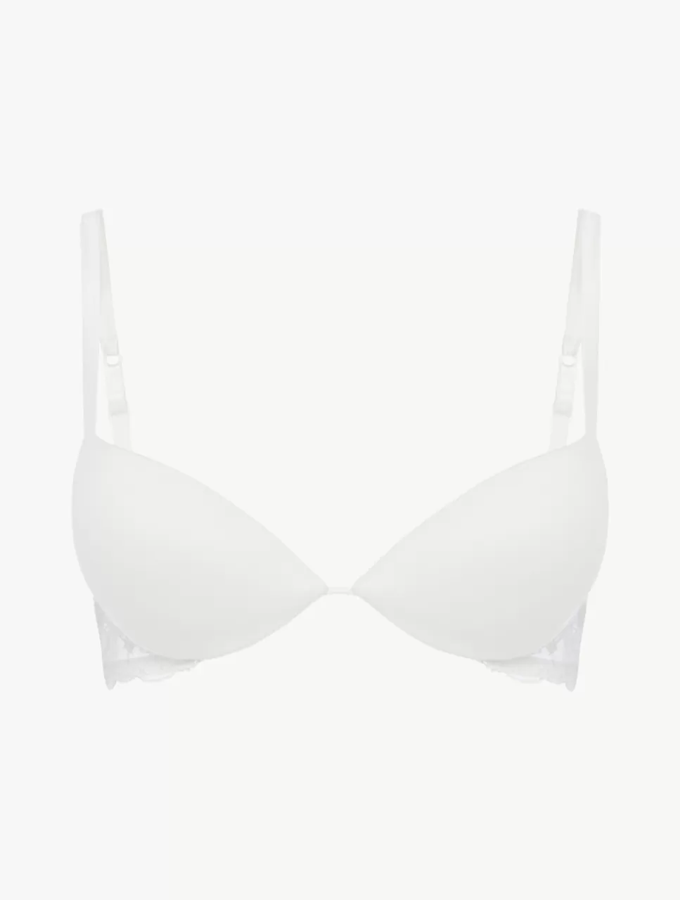 Outlet Reggiseno Push Up Bianco Ottico Con Tulle Ricamato Con ferretto | Imbottiti