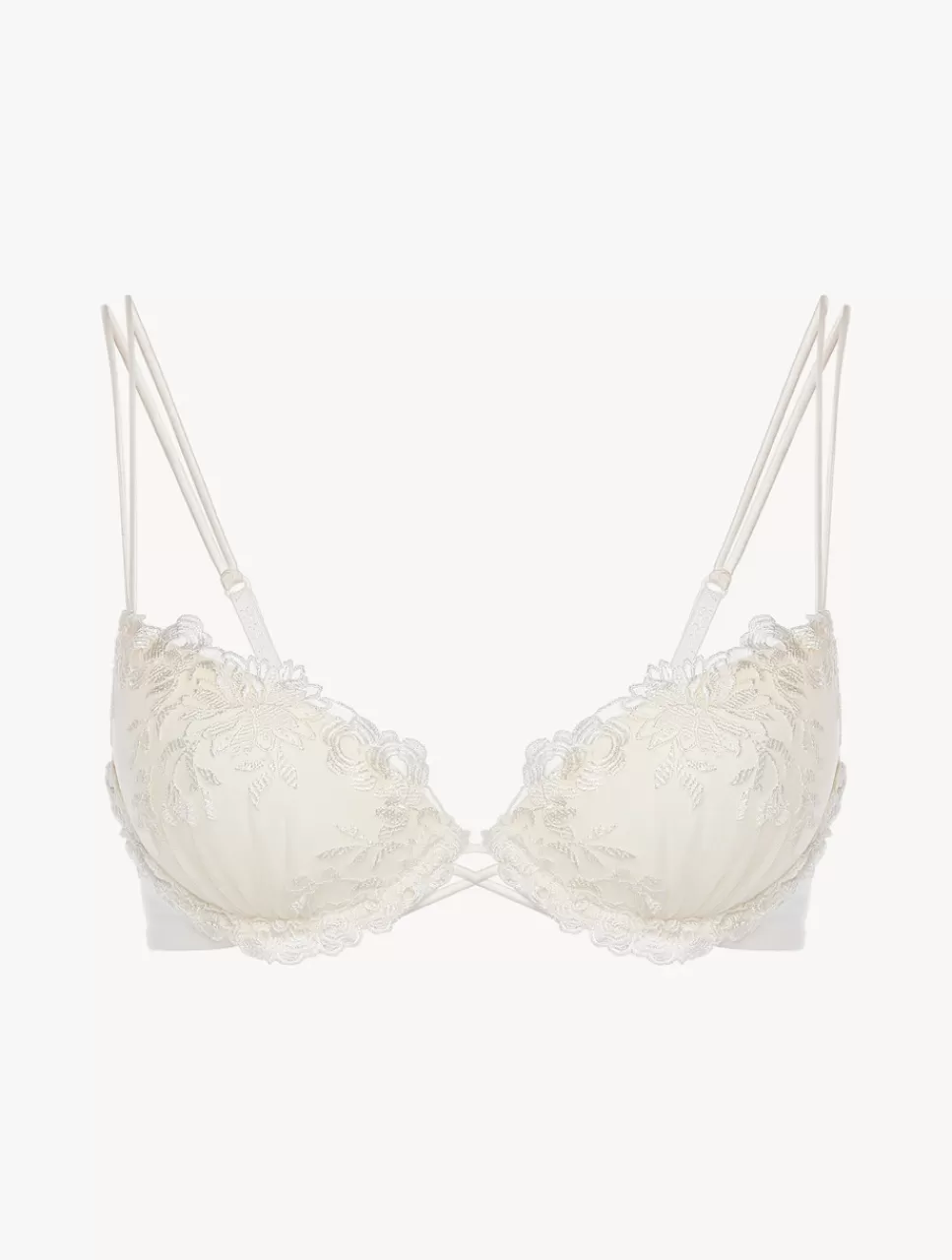 Fashion Reggiseno Push-up In Lycra® Off-white Con Tulle Ricamato Con ferretto | Imbottiti