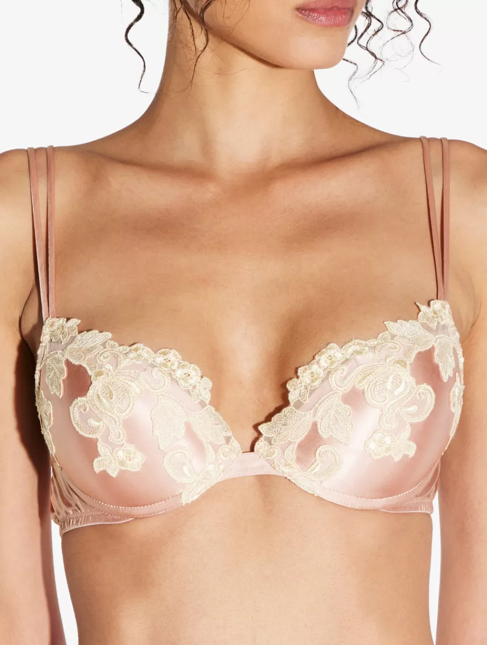 Flash Sale Reggiseno Push-up In Seta Con Ricamo A Frastaglio Avorio Con ferretto | Imbottiti