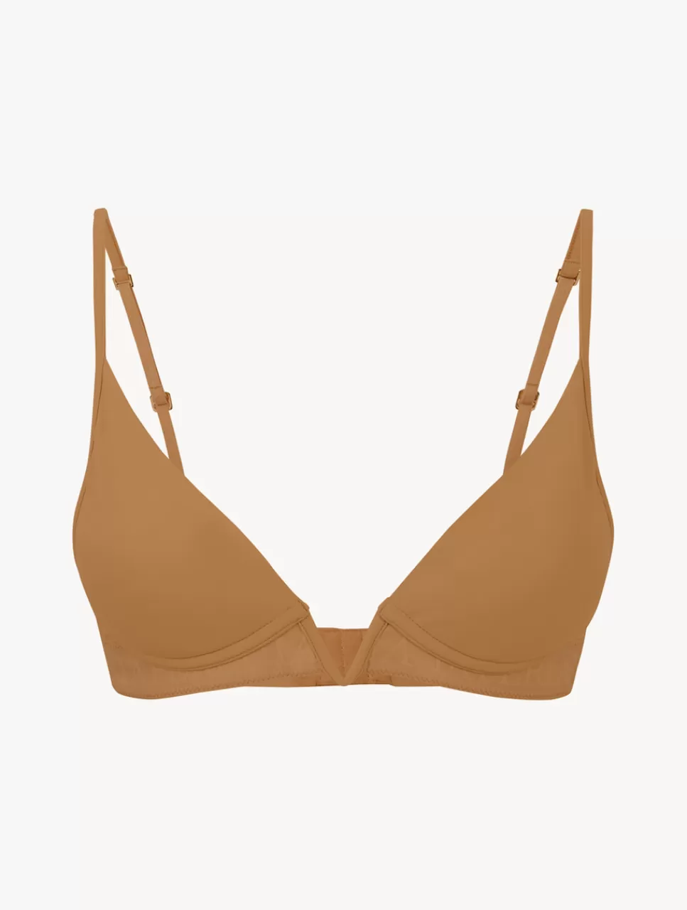 Clearance Reggiseno Triangolo Imbottito Senza Ferretto Con Scollo A V Color Nocciola Bralette | Imbottiti
