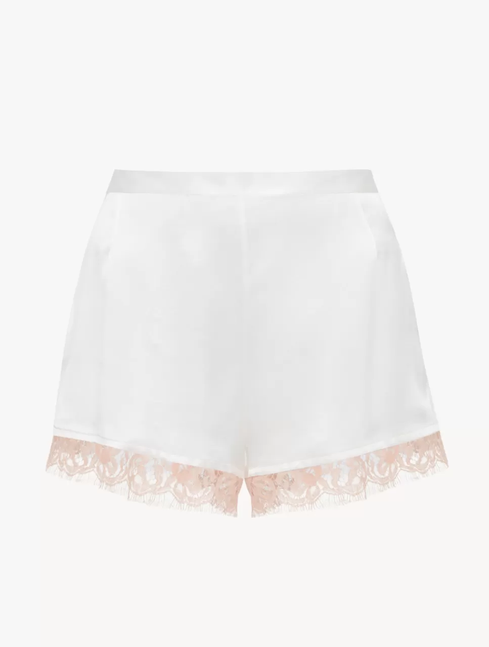 Outlet Short In Seta Bianca Con Pizzo Leavers Short & Pantaloni | Capi in seta