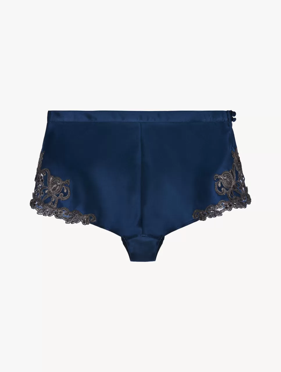 Online Short In Seta Blu Con Ricamo A Frastaglio Short & Pantaloni | Capi in seta