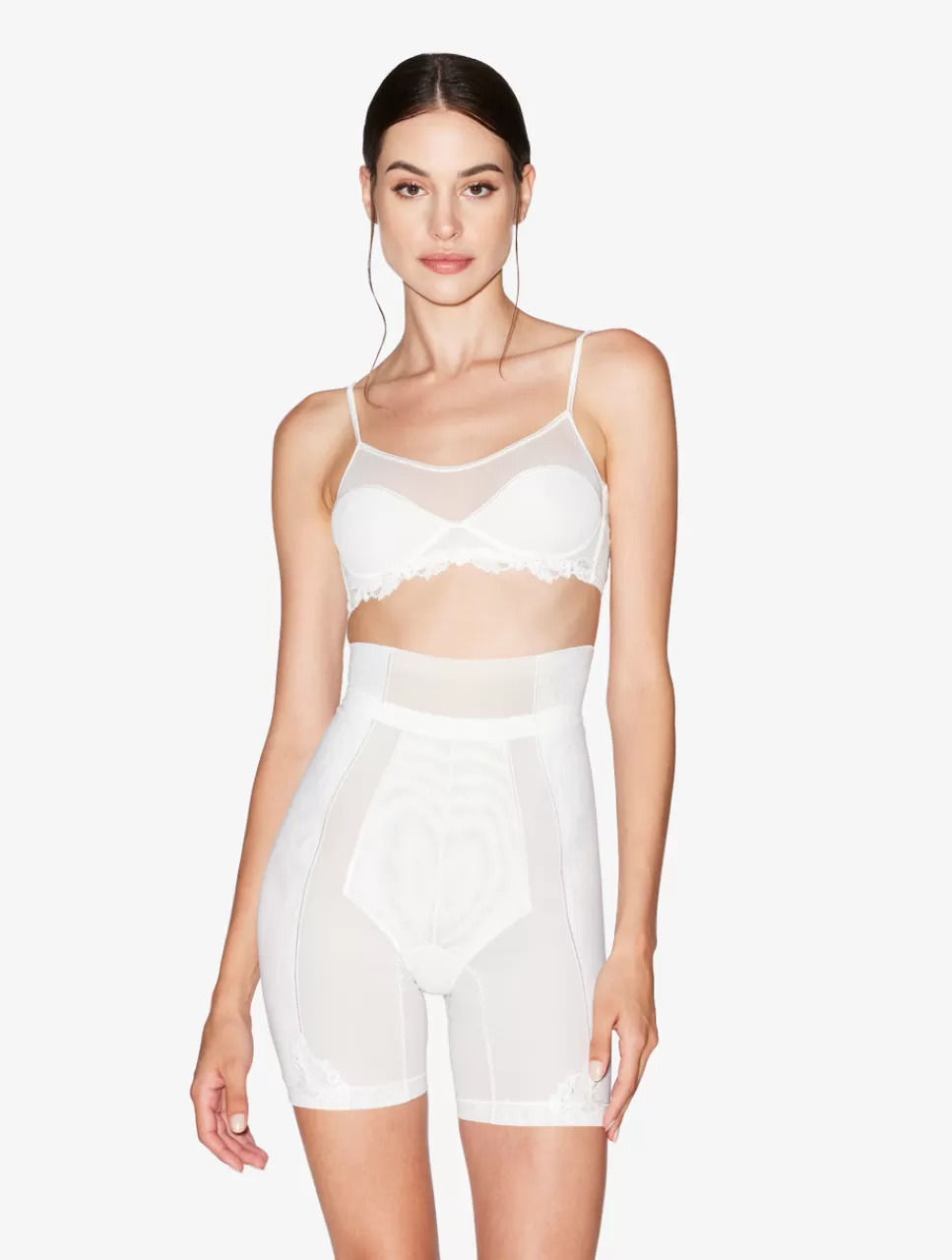 Clearance Short In Tulle Stretch Off-white Culotte | Shapewear