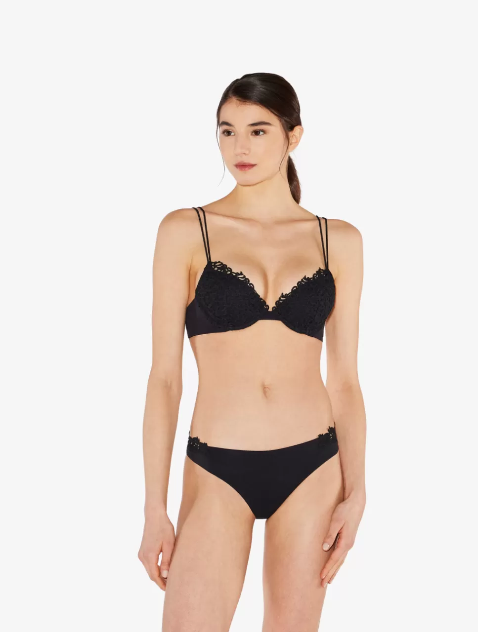 Cheap Slip Brasiliano Con Macramè Nera Brasiliani | Perizomi & tanga