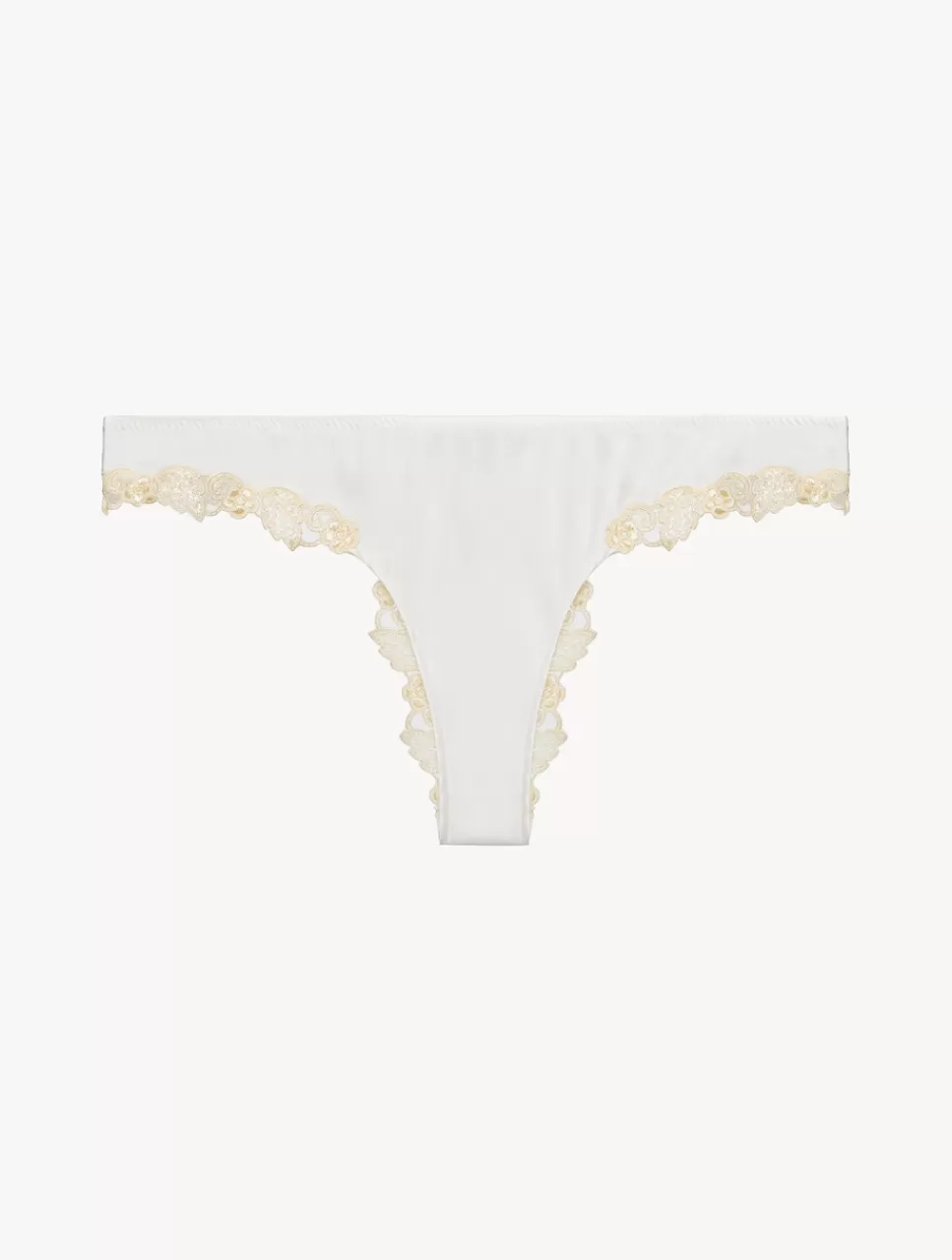 Best Sale Slip Brasiliano In Seta Bianca Con Ricamo A Frastaglio Avorio Brasiliani