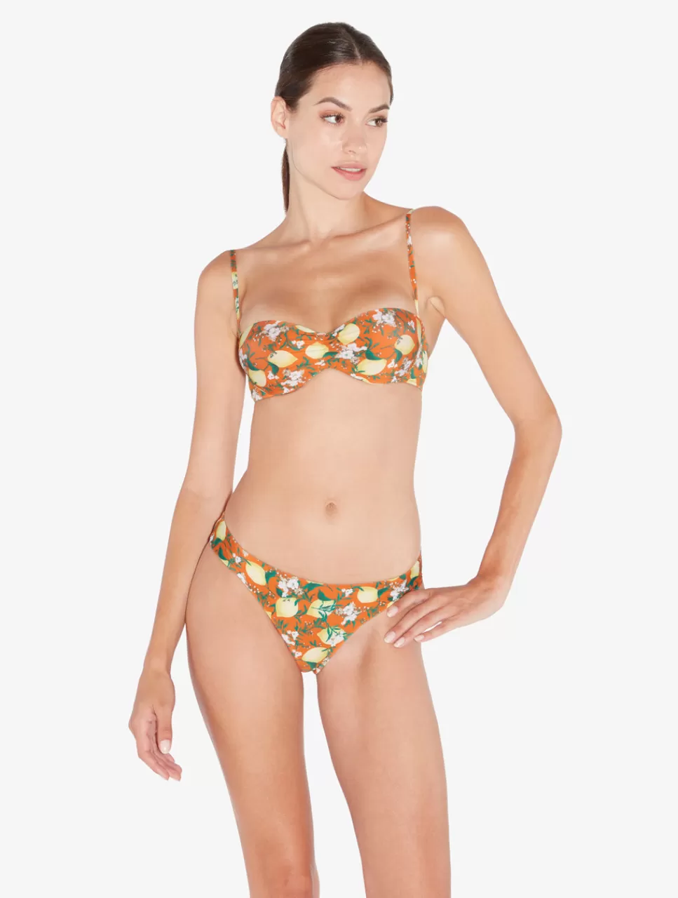 Cheap Slip Mare Con Stampa E Arricciatura Bikini