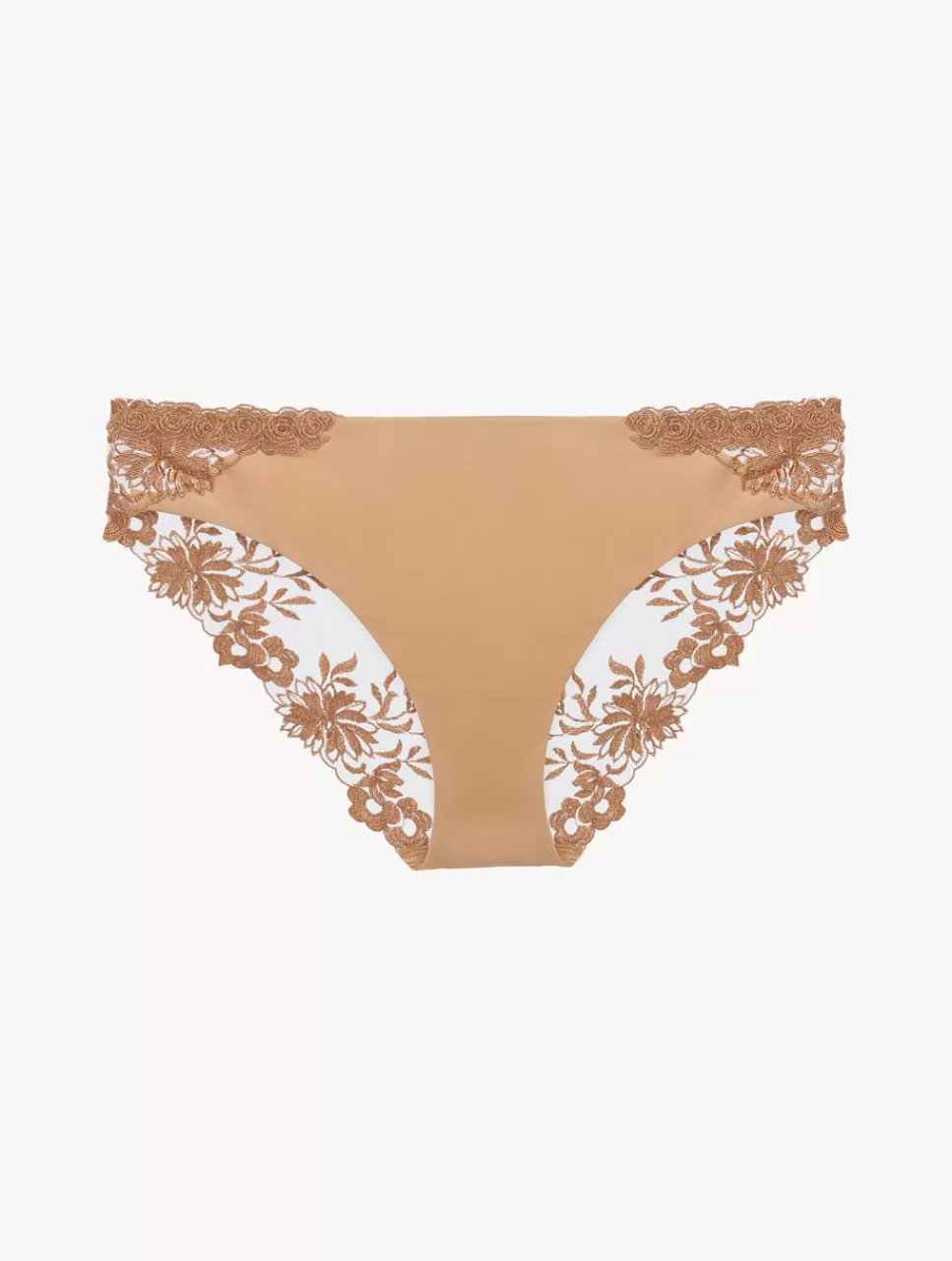 Flash Sale Slip Medio In Lycra® Beige Con Tulle Ricamato A vita media