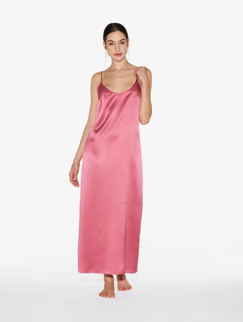 Store Slipdress Lungo In Seta Rosa Orchidea Slipdress & Sottovesti | Capi in seta