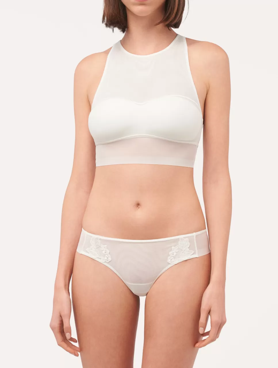 Best Top Corto In Tulle Stretch Off-white Bralette | Con ferretto