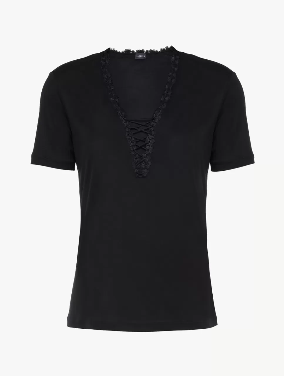 Sale T-shirt In Modal Con Tulle Ricamato Loungewear | Canotte & Top