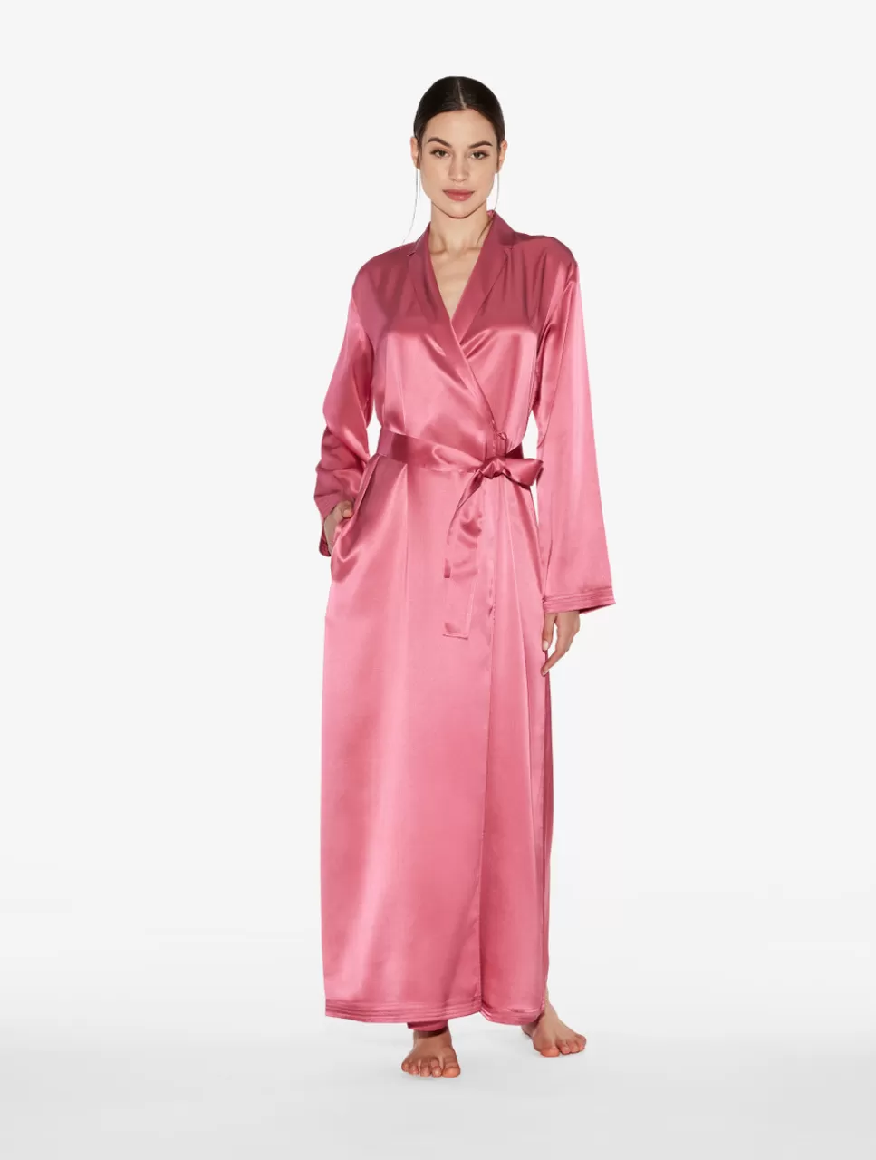 Fashion Vestaglia Lunga In Seta Rosa Orchidea Vestaglie | Capi in seta