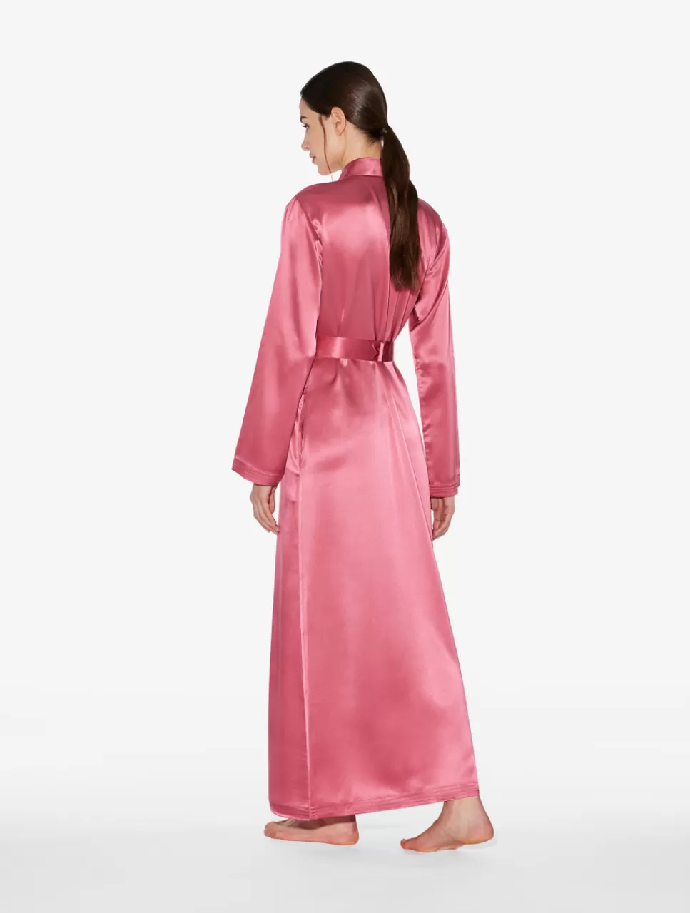 Fashion Vestaglia Lunga In Seta Rosa Orchidea Vestaglie | Capi in seta