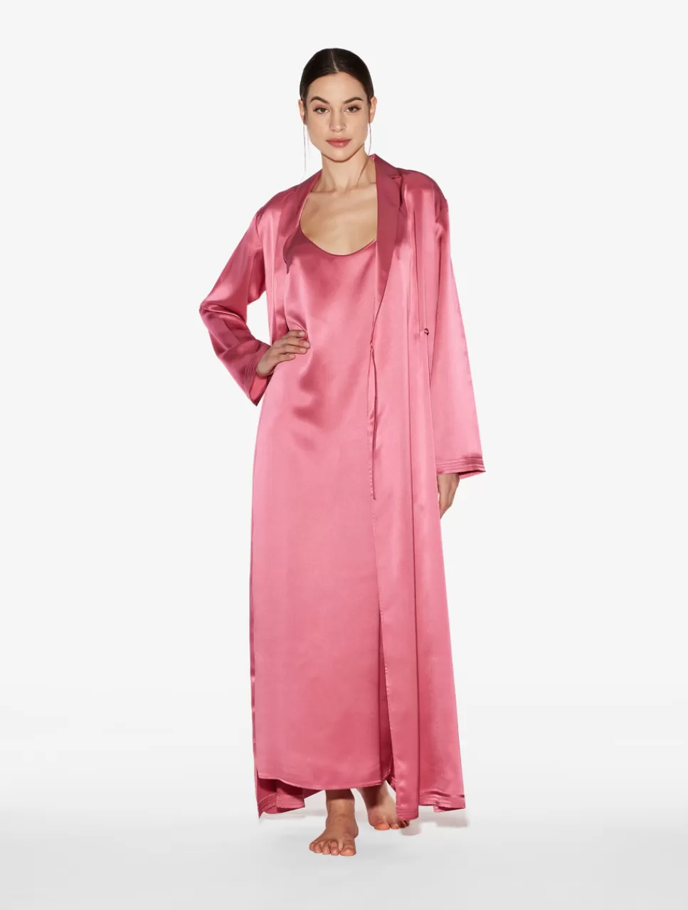 Fashion Vestaglia Lunga In Seta Rosa Orchidea Vestaglie | Capi in seta