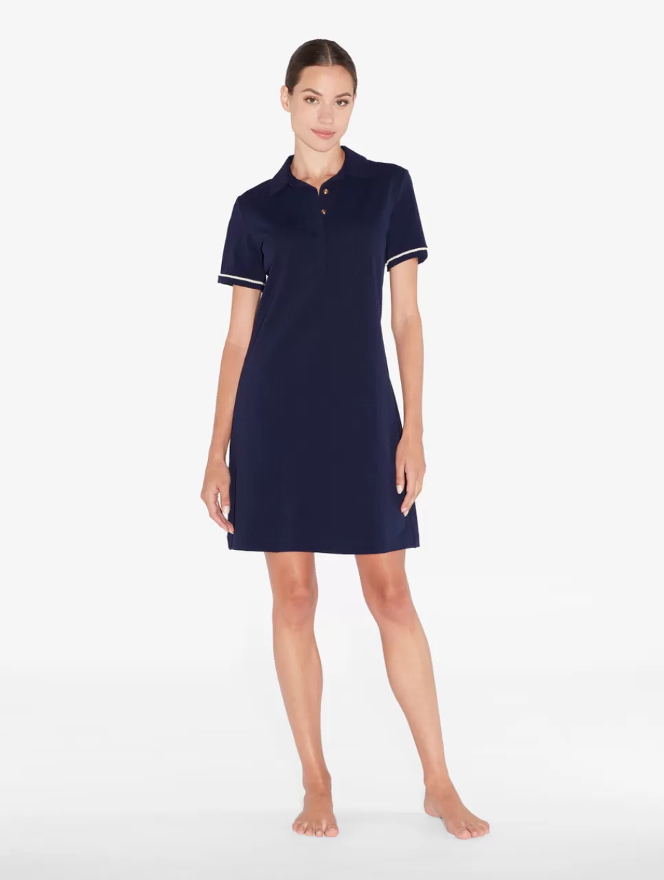 Shop Vestito A Polo Navy Con Monogramma Copricostume